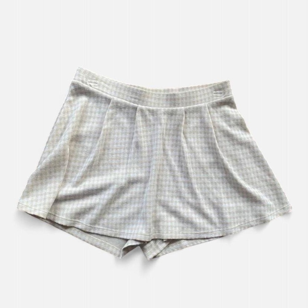 Tan & White Gingham Skort